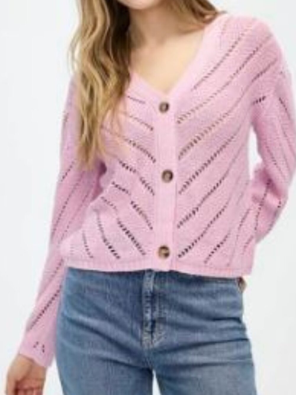 Pink Crochet Cardigan XL